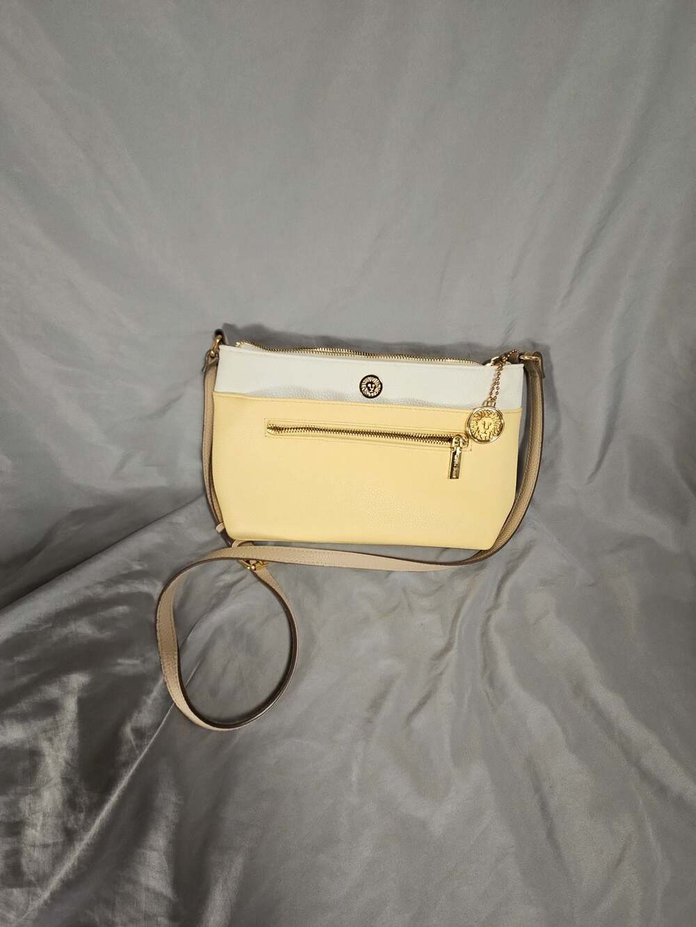 Anne Klein Yellow and White Colorblock Crossbody Handbag